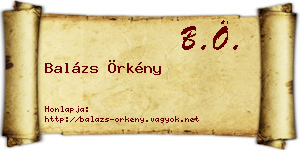 Balázs Örkény névjegykártya